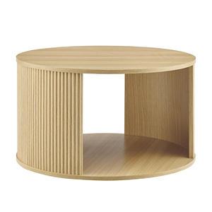 Modern Light Luxury Solid Wood Round <b>Coffee</b> <b>Table</b> With Curved Wood Design For Hotel Living Room Apartment Home Lounge - Product Image 5