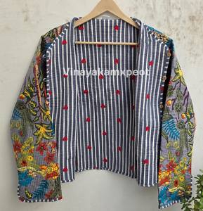 Veste matelassée écologique brodée de fleurs colorées, respirante en coton, faite à la main pour femme, prix usine, collection 2026 à succès - Product Image 5