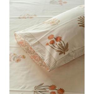 Parure de lit en coton imprimé floral fait main, drap plat avec taies d'oreiller, décoration intérieure écologique, lavable en machine - Product Image 4