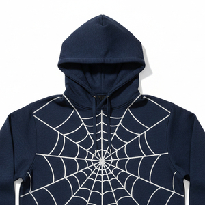 Heavyweight Hoodie Bulk Custom Logo <b>Men</b> Tracksuit Spider Web Fleece <b>Pullover</b> Unisex Hooded Sweatshirt Factory - Product Image 4