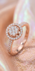 Anillo de Diamantes Naturales con Corte Brillante Redondo y Diseño de Halo para Mujer, Oro Rosa de 14k, Estilo Clásico, Regalo de Compromiso y Aniversario - Product Image 2
