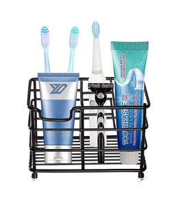 Wall Mounted New Arrival Eco-Friendly Multi-Function Bathroom Toothbrush & <b>Toothpaste</b> Holder Metal Storage Stand Organizer Rack - Product Image 1
