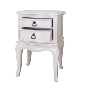 Mebel International Colección París Mesita de Noche de Madera de Caoba Elegante Estilo Francés Acabado Blanco Modelo TL 06 - Product Image 6