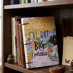 <b>A5</b> Vintage World Map Handmade Lock Diary | Eco Friendly Hardcover Travel Journal Planner with Compass Design Artistic Gift Set - Product Image 4