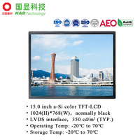 K&D 15,0 Zoll 1024x768 XGA LCD-Panel 350 cd/m² 1000:1 Hochzuverlässiges LCD-Display AG Blendfreies Anzeigemodul für Industrie