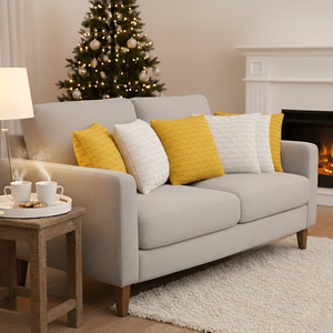 Set di 6 Federe Decorative Ondulate SOGA da 45cm, Bianco Puro e Giallo Sole, Copricuscini Decorativi - Product Image 6