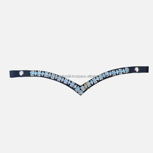 Superventas estilo caliente cristales grandes mega Bling V forma de cuero genuino frente de caballo banda para brida - Product Image 1