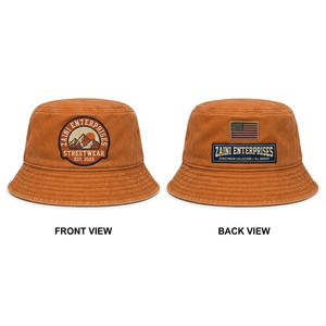 ZAINI ZI-043 Unisex Bucket <b>Hat</b> Premium 280 GSM Cotton Canvas Washed Navy Embroidery Heat Press Logo OEM ODM <b>Summer</b> - Product Image 1