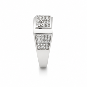 925 Sterling Silver Mens Geometric Diamond <b>Cluster</b> Ring High Polish Modern Angular Design Band Wedding Party Daily Wear Fine Jew - Product Image 1