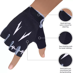 Customized Unisex Cycling Gloves Half <b>Finger</b> Shockproof Breathable Outdoor Sports Mountain <b>Bike</b> with Hook and Loop Closure - Product Image 2