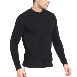 เสื้อสเวตเชิ้ตคอกลมสีดำสำหรับผู้ชาย ทรงปกติ สีพื้น ผ้าถัก ใส่สบาย เหมาะสำหรับฤดูใบไม้ร่วง - Product Image 2