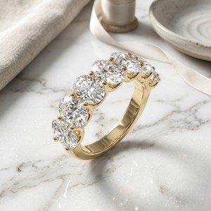 แหวนครึ่งวงกลมทรงรี 5.25CTW ประดับเพชรแบบ Prong Set - Product Image 3