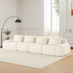 Divano Moderno Modulare Oversize a 4 Posti in Tessuto Flanella con Seduta Profonda e Fibbia per Soggiorno - Product Image 2