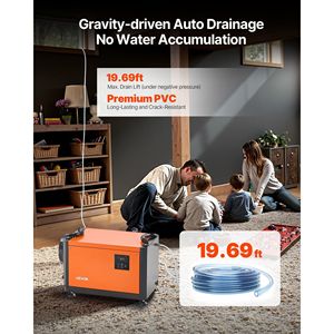 Déshumidificateur commercial portable de 70 pintes avec dégivrage automatique et pompe, idéal pour les sous-sols, les entrepôts et les espaces de ventilation. - Product Image 6