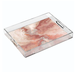 Awesome Leaf Print Acrylic Serving Tray Household Living Room Bedroom <b>Coffee</b> <b>Table</b> Organizer Accent At Your Budget - Product Image 4
