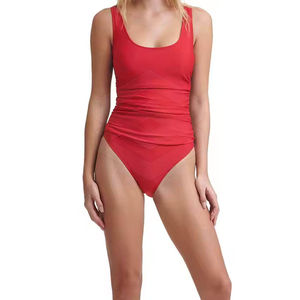 Traje de Baño de Una Pieza para Mujer, de Secado Rápido, Cintura Alta, Elástico, con Pedrería, Estilo Vintage, para Fiesta o Club - Product Image 1