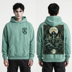 Sudadera con Capucha Roja con Lavado Ácido para Hombre, Diseño Gráfico de Graffiti 'Blood Season', Estilo Urbano Personalizado, Prenda con Capucha Desgastada - Product Image 5