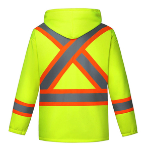 Sudadera con Capucha de Seguridad Reflectante de Alta Calidad, 100% Algodón, con Cremallera y Bordado, para Otoño, Trabajo en Exteriores y Construcción - Product Image 4