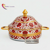 Moderner Einzigartiger Emaille-Edelstahl-Topf im Arabischen Stil mit Griff und Deckel, Handgefertigte Luxus-Servierschale, Speisenwärmer