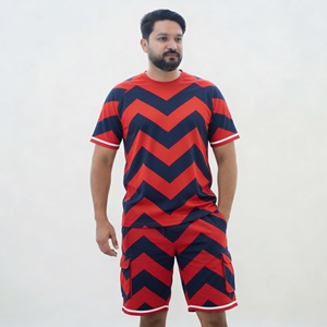 Ensemble d'été personnalisé deux pièces : chemise et short assortis, tenue décontractée légère et confortable pour la plage et les fêtes - Product Image 1