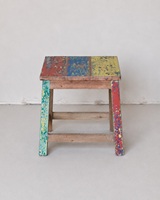 Table basse carrée moderne en bois massif recyclé et peint, 41x41, modèle TAB26, meubles de salon