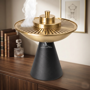 Modern Gold Metal Incense Burner, Elegant Black Base <b>Bakhoor</b> <b>Oud</b> Censer Stand For Middle East Ramadan Home Decor & Hotels - Product Image 3