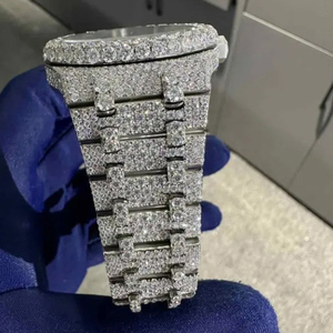 Montre mécanique automatique de luxe VVS Moissanite Diamond Iced Out avec cadran à aiguilles en acier inoxydable et verre saphir - Product Image 2