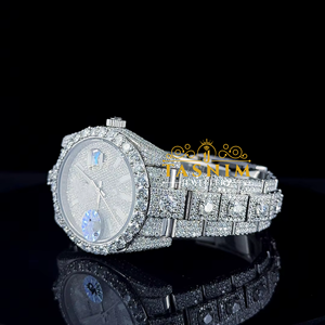 Reloj de Cuarzo Analógico de Acero Inoxidable para Hombre, Estilo Deportivo y de Negocios, con Diamantes VVS, 41 mm, 20 mm, 25 cm, Movimiento ETA, 6 mm de Grosor, con Botón de Presión - Product Image 4