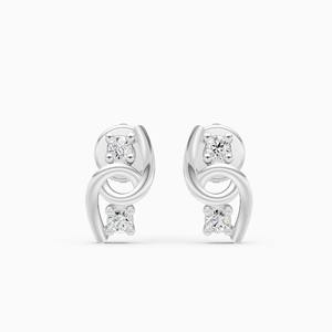 Pendientes de diamantes retorcidos cultivados en laboratorio de 0.07 quilates en oro amarillo, blanco y rosa de 9 quilates - Product Image 2