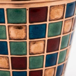 Portavelas de Cobre Hecho a Mano de 14 cm con Diseño de Pavón Meena Grid, Auténtico Diseño Meenakari para Decoración del Hogar, Hoteles, Bodas, Regalos de Mesa - Product Image 4