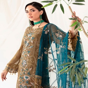 Liquidation vente femmes fête porter Pakistan Style indien en mousseline de soie Shalwar Kamez Dupata robe en gros par Ramsha - Product Image 1