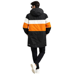 Stylish Color Block Swim <b>Parka</b> <b>Jacket</b>, Long Length <b>Waterproof</b> Coat with Zipper Pockets and Warm Inner Fleece Lining - Product Image 5