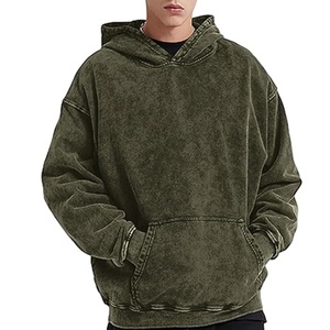 Sudadera con Capucha Personalizada de Algodón Suave, Estilo Vintage, Lavado Ácido, Efecto Desgastado por el Sol, Oversize, Streetwear, para Hombre - Product Image 1