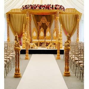 Magnifique Mandap Mastani pour mariages royaux, superbe Mandap rond en bois sculpté, Mandap en bois Avari pour mariages et événements au Royaume-Uni - Product Image 1