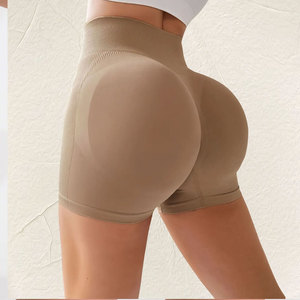 High Quality Solid Breathable Bow Button Seamless High Waist Push up Women Fitness Shorts Gym Workout Sport <b>Tights</b> - Product Image 2