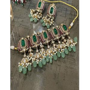 Atractivo Conjunto de Gargantilla y Pendientes de Moissanita en Latón Plateado para Mujer, Joyería de Moda para Boda - Product Image 2