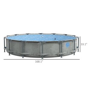 Piscina Fuori Terra Rotonda 14FT X 33'' Facile da Installare, Grigia in Vimini con Pompa Filtro a Cartuccia, Kit Riparazione, Telaio in Metallo, Materiale PP - Product Image 3