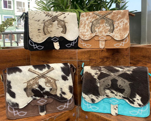 New Fashion Women's <b>Turquoise</b> Suede Leather Boot Stitch Crossbody Bags for Women Western Hair on Cowhide Designer Handbags - Product Image 5