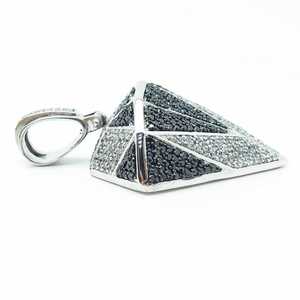 Colgante con Forma de Diamante, Colgante de Diamante Moissanite Redondo Blanco y Negro, Colgante Hip Hop, Colgante con Engaste Pavé de Plata 925, Regalos para Hombre - Product Image 4