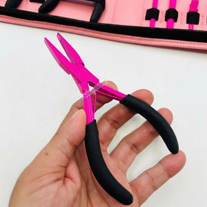 Hot Pink Hair Extension Tools Kit Micro Link and Removal <b>Plier</b> <b>Set</b> Professional Stainless Steel Beads Threads & Heat Protector - Product Image 2
