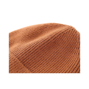 Unisex Brown Beanie Hat Knitted <b>Winter</b> <b>Cap</b> Solid Color Cuffed Design for Adults 56-58CM Head Circumference Casual Style - Product Image 5
