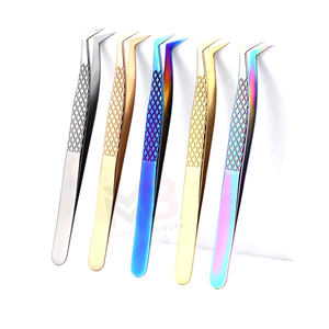 Customized stainless steel set High quality extension tweezers Set with white <b>smooth</b> tips Plain grip for easy use - Product Image 2