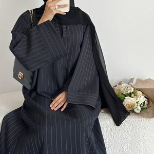 Ropa Islámica 2026, Abaya Moderna con Rayas para Uso Diario, Abaya Cerrada Estilo Dubai, Vestido Musulmán para Mujer, para Ramadán y Eid - Product Image 3
