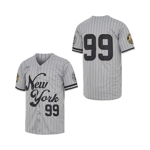 Maillots de baseball pour hommes NY Jersey New York 99, chemises hip-hop à boutons pour fête de Noël, gris - Product Image 1