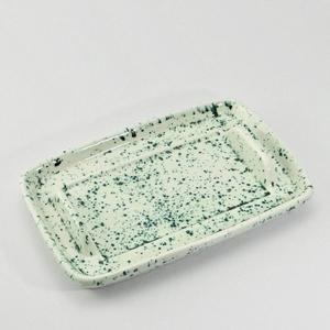 Boîte à beurre en céramique émaillée mouchetée avec couvercle profond intégré, plateau de service rectangulaire, organiseur de beurre moderne pour table de cuisine - Product Image 2