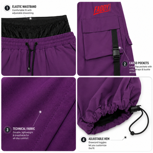 Pantalon de snowboard imperméable ample violet, pantalon de ski cargo unisexe taille haute coupe-vent pour sports d'hiver en extérieur, équipement de neige - Product Image 4
