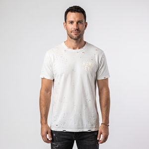 Camiseta de Algodón Desgastada Personalizada para Hombre, Corte Regular, Manga Corta Informal, Estilo Urbano Vintage - Product Image 5