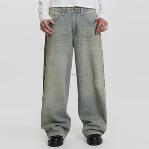 กางเกงยีนส์ขาตรงยาวสำหรับผู้ชาย, กางเกงแฟชั่นสตรีทแวร์ผ้าคอตตอนทรงหลวมกางเกงขาบานปักหมุดตกแต่งด้วยหมุด - Product Image 6