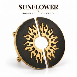 Poignée de porte double SUNFLOWER Design avec finition noir mat et PVD pour portes d'entrée résidentielles, quincaillerie architecturale - Product Image 2
