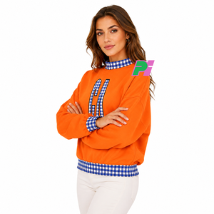 Sweat-shirt à col montant Georgia State avec lettrage et bordures à carreaux, sweat-shirt personnalisé à col montant GA, vêtement d'hiver - Product Image 2